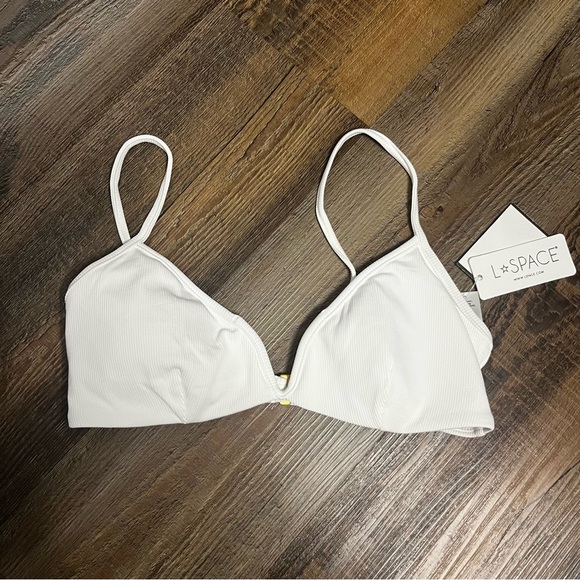 L Space Ribbed Helena Bikini Top White XS Adjustable Strap No Wire NWT - Picture 2 of 4